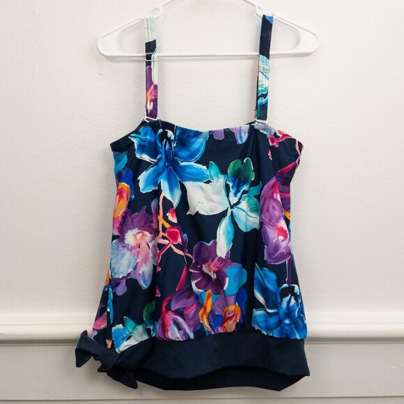 Mazu Swim Floral Tankini Top 18W Adjustable Straps Plus Size Swimwear - Picture 2 of 4